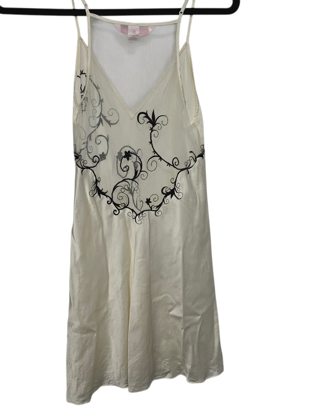 VTG Victoria’s Secret Y2K Ivory Silk Slip Dress Mesh Embroidered Fairycore M - Picture 4 of 11